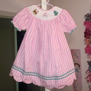 Toddler girls smocked Christmas dress